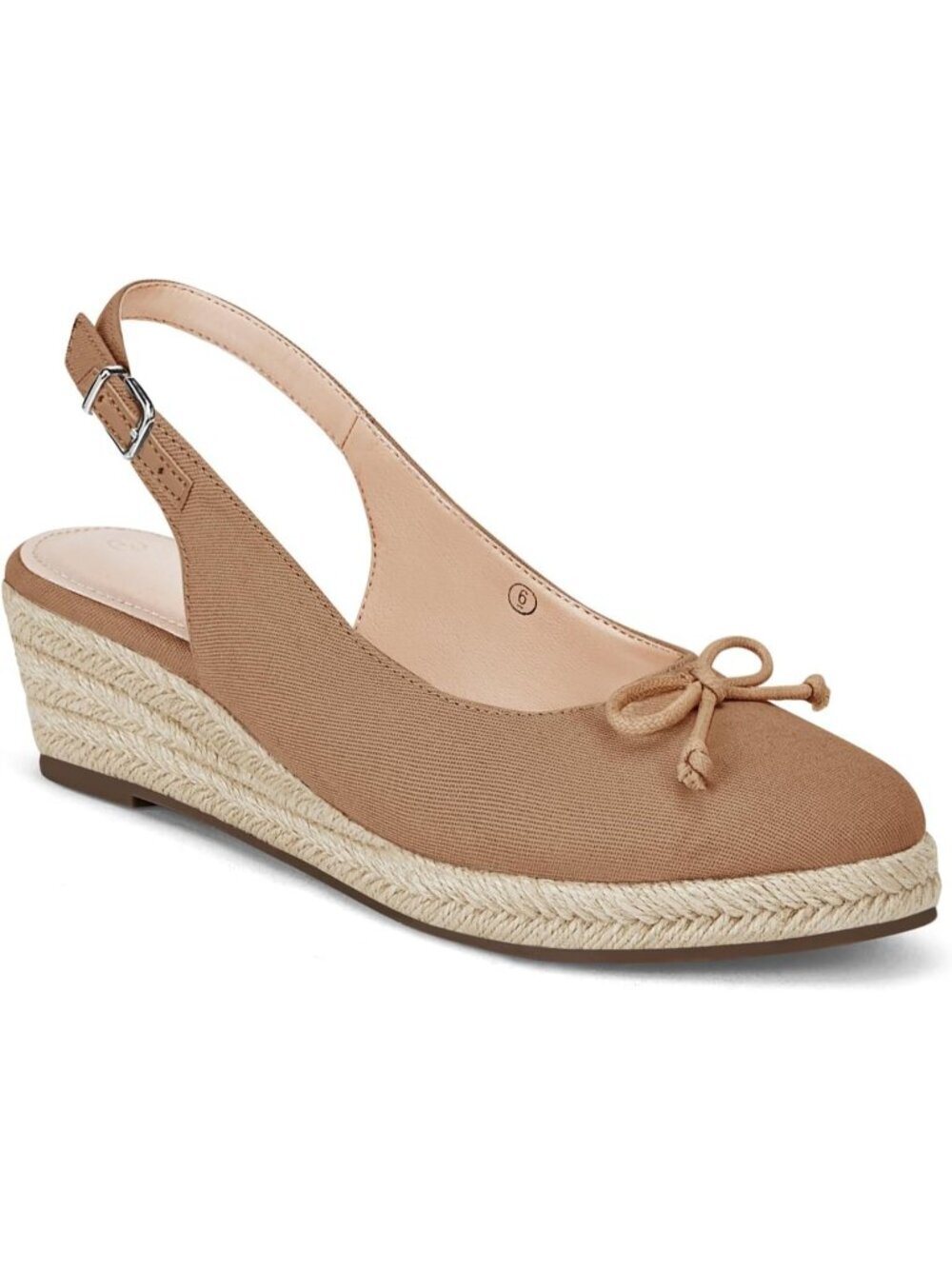 Women's Coffee Closed Toe Platform Slingback Mid Low Heel Canvas Bow Dress Sanda